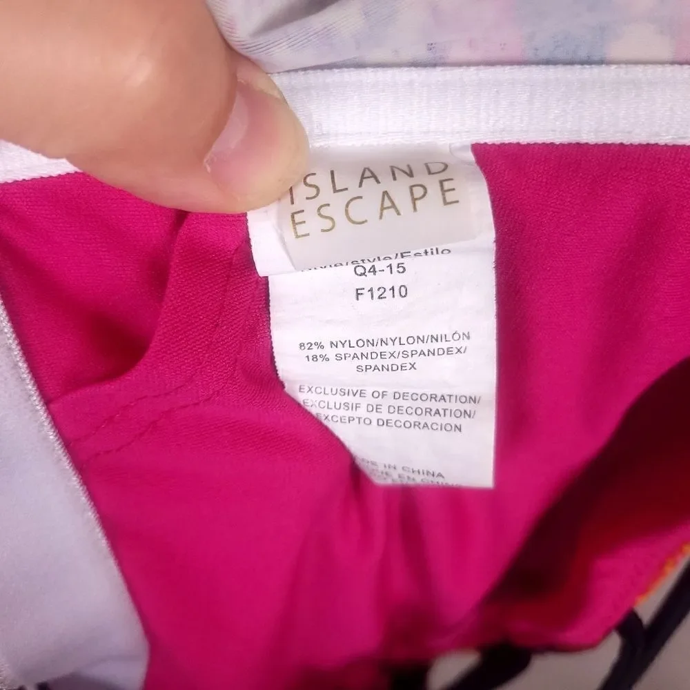 Island Escape Multicolor Geometrical Print Tankini Swim Top Size 12